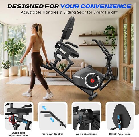 Recumbent Exercise Bike, Recumbent Stationary Bike for Home, Recumbent Bike with 400LB Weight Capacity Whisper-Quiet 16 Levels Magnetic Resistance Heart Rate and Multi-Function LCD Comfortable Seat in Kuwait