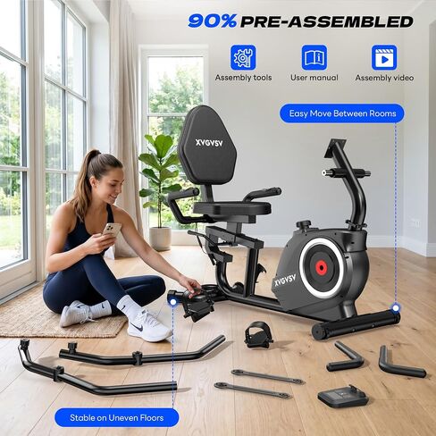 Recumbent Exercise Bike, Recumbent Stationary Bike for Home, Recumbent Bike with 400LB Weight Capacity Whisper-Quiet 16 Levels Magnetic Resistance Heart Rate and Multi-Function LCD Comfortable Seat in Kuwait