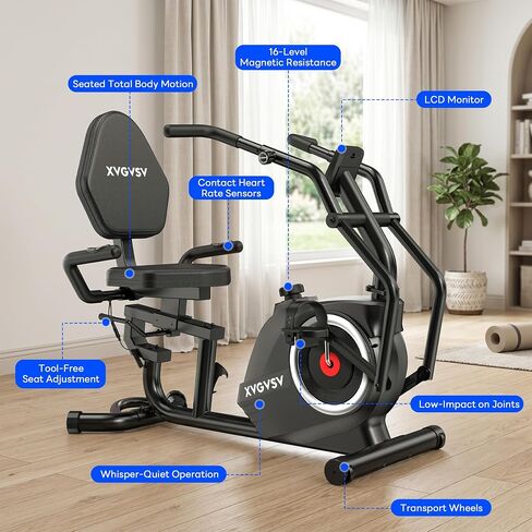 Recumbent Exercise Bike, Recumbent Stationary Bike for Home, Recumbent Bike with 400LB Weight Capacity Whisper-Quiet 16 Levels Magnetic Resistance Heart Rate and Multi-Function LCD Comfortable Seat in Kuwait