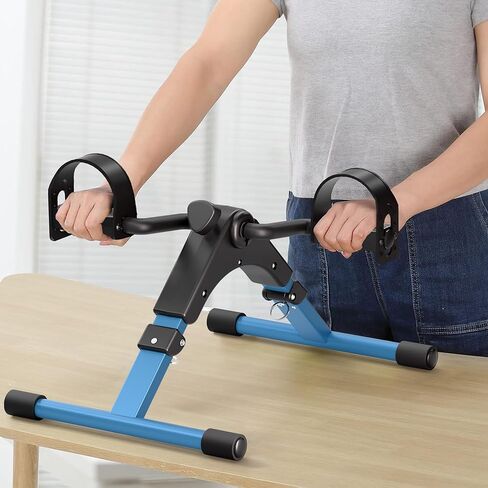 Pedal Exerciser Leg and Arm Exercise Bike with LCD Monitor Foldable (Black/Blue) in Kuwait