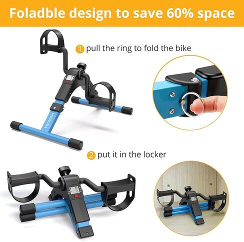Pedal Exerciser Leg and Arm Exercise Bike with LCD Monitor Foldable (Black/Blue) in Kuwait