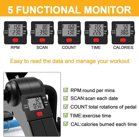 Pedal Exerciser Leg and Arm Exercise Bike with LCD Monitor Foldable (Black/Blue) in Kuwait