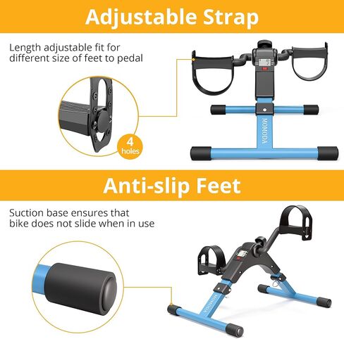 Pedal Exerciser Leg and Arm Exercise Bike with LCD Monitor Foldable (Black/Blue) in Kuwait