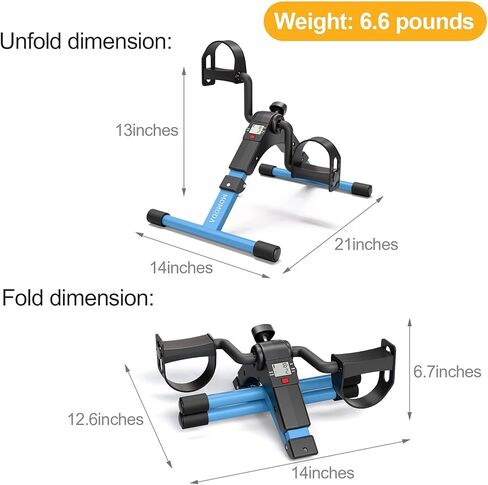 Pedal Exerciser Leg and Arm Exercise Bike with LCD Monitor Foldable (Black/Blue) in Kuwait
