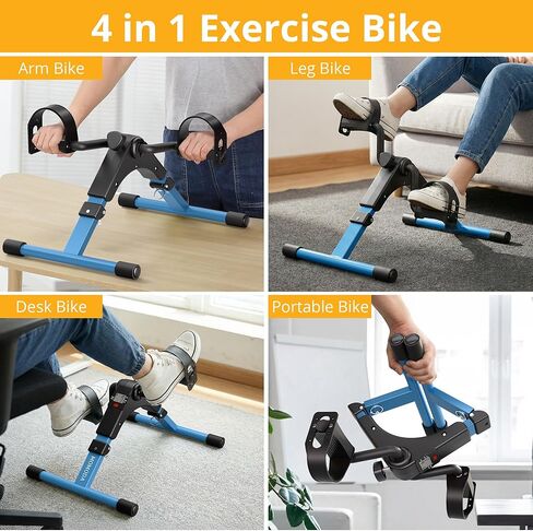 Pedal Exerciser Leg and Arm Exercise Bike with LCD Monitor Foldable (Black/Blue) in Kuwait