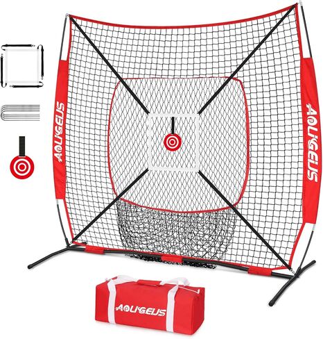 6'X6' Baseball Softball Practice Net,Pitching Net,Batting Net,with Bonus Strike Zone,Target and Bow Frame,for Hitting,Pitching,Catching in Kuwait