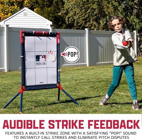 Franklin Sports MLB Baseball Pitch Zone هدف رمي الكرات البلاستيكية - مدرب منطقة الضرب للأطفال لألعاب الفناء الخلفي + التدريب + (3) كرات بلاستيكية - لعبة بيسبول ممتعة للشباب - للأعمار من 6 سنوات فما فوق in Kuwait