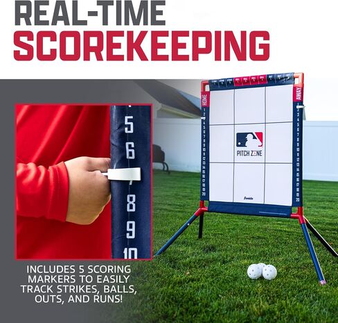 Franklin Sports MLB Baseball Pitch Zone هدف رمي الكرات البلاستيكية - مدرب منطقة الضرب للأطفال لألعاب الفناء الخلفي + التدريب + (3) كرات بلاستيكية - لعبة بيسبول ممتعة للشباب - للأعمار من 6 سنوات فما فوق in Kuwait