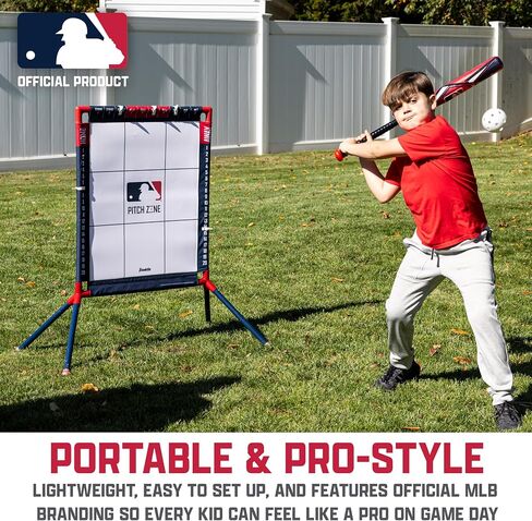 Franklin Sports MLB Baseball Pitch Zone هدف رمي الكرات البلاستيكية - مدرب منطقة الضرب للأطفال لألعاب الفناء الخلفي + التدريب + (3) كرات بلاستيكية - لعبة بيسبول ممتعة للشباب - للأعمار من 6 سنوات فما فوق in Kuwait