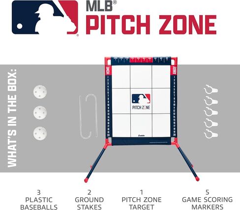 Franklin Sports MLB Baseball Pitch Zone هدف رمي الكرات البلاستيكية - مدرب منطقة الضرب للأطفال لألعاب الفناء الخلفي + التدريب + (3) كرات بلاستيكية - لعبة بيسبول ممتعة للشباب - للأعمار من 6 سنوات فما فوق in Kuwait