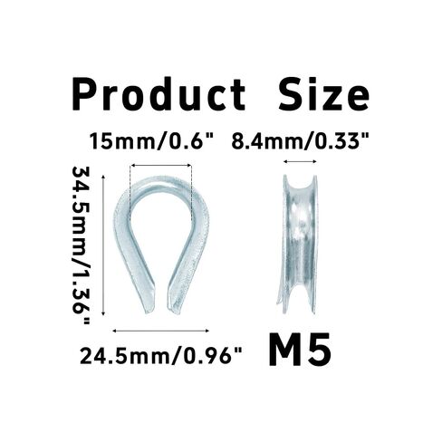 20PCS M5 Wire Rope Thimbles, 3/16 Inch Cable Loop Protectors for Rigging and Marine Applications in Kuwait