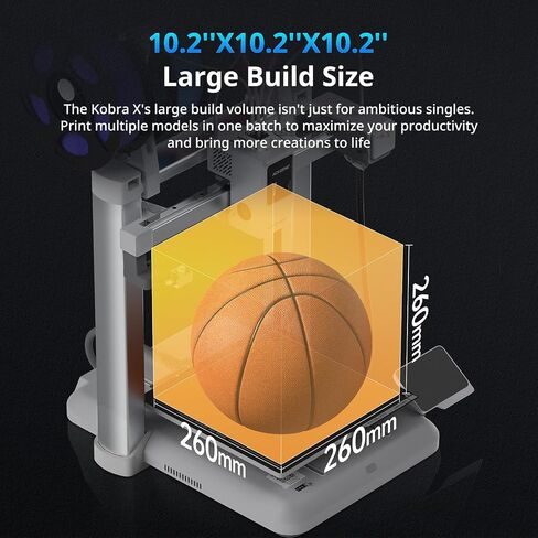 ANYCUBIC Kobra X Fast 3D Printer, Native 4-Color & 19-Color Maximum with 4 ACE 2 Pro, High Speed, Large Build Volume 260*260*260mm, FDM with Auto Leveling for Print Farm Bulk Production Model Sellers in Kuwait