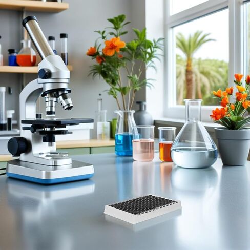 Detachable 96-Well Elisa Microplate with Black Bottom, Medium Binding Surface, 360μl Per Well, Non-sterile Fluorescence and Chemical Analysis Plate for Laboratory and Research Use in Kuwait