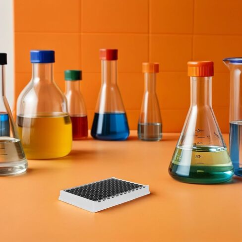 Detachable 96-Well Elisa Microplate with Black Bottom, Medium Binding Surface, 360μl Per Well, Non-sterile Fluorescence and Chemical Analysis Plate for Laboratory and Research Use in Kuwait