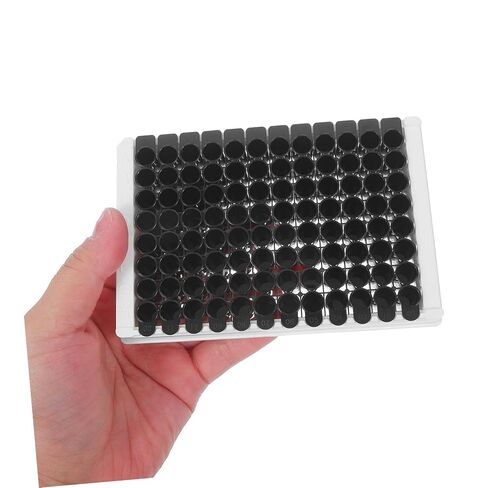 Yardwe 96-Well Medium Binding Elisa Microplate with Black Bottom and Frame, 360μl Capacity Per Well, Detachable Plastic Plate Compatible with Microplate Reader for Fluorescence Analysis in Kuwait