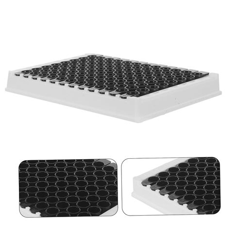 Yardwe 96-Well Medium Binding Elisa Microplate with Black Bottom and Frame, 360μl Capacity Per Well, Detachable Plastic Plate Compatible with Microplate Reader for Fluorescence Analysis in Kuwait