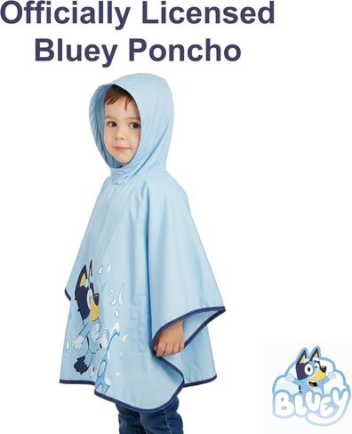 Bluey Kids Rain Poncho –Boys and Girls Waterproof Hooded Coat with Portable Storage Pouch – Officially Licensed in Kuwait