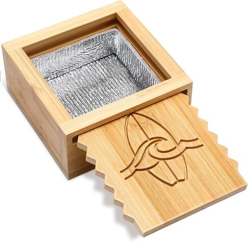Surf Wax Box Bamboo Surf Wax Storage Holder with Insulated Interior Comb Remover Works for Surfers Beach Trip Surfing Sup Kiteboarding Skimboarding Waterproof Gifts in Kuwait