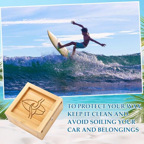 Surf Wax Box Bamboo Surf Wax Storage Holder with Insulated Interior Comb Remover Works for Surfers Beach Trip Surfing Sup Kiteboarding Skimboarding Waterproof Gifts in Kuwait