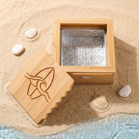 Surf Wax Box Bamboo Surf Wax Storage Holder with Insulated Interior Comb Remover Works for Surfers Beach Trip Surfing Sup Kiteboarding Skimboarding Waterproof Gifts in Kuwait