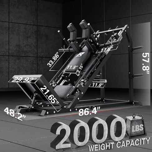 جهاز ضغط الأرجل والقرفصاء 3 في 1 من RitFit Gazelle Pro - جهاز ضغط الأرجل الفولاذي عالي الشد، سعة 2000 رطل، زوايا قابلة للتعديل مع تخزين الوزن in Kuwait