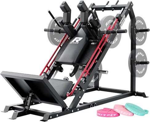 جهاز ضغط الأرجل والقرفصاء 3 في 1 من RitFit Gazelle Pro - جهاز ضغط الأرجل الفولاذي عالي الشد، سعة 2000 رطل، زوايا قابلة للتعديل مع تخزين الوزن in Kuwait