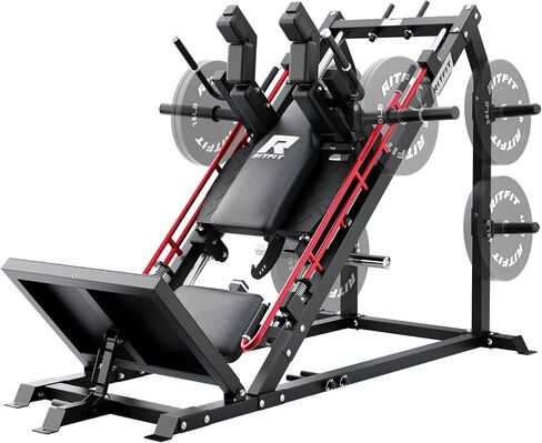 جهاز ضغط الأرجل والقرفصاء 3 في 1 من RitFit Gazelle Pro - جهاز ضغط الأرجل الفولاذي عالي الشد، سعة 2000 رطل، زوايا قابلة للتعديل مع تخزين الوزن in Kuwait