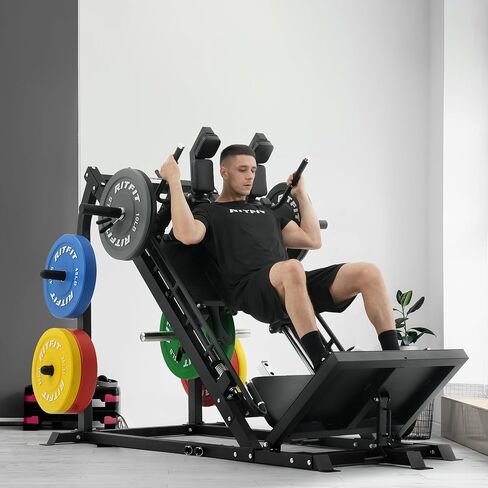 جهاز ضغط الأرجل والقرفصاء 3 في 1 من RitFit Gazelle Pro - جهاز ضغط الأرجل الفولاذي عالي الشد، سعة 2000 رطل، زوايا قابلة للتعديل مع تخزين الوزن in Kuwait