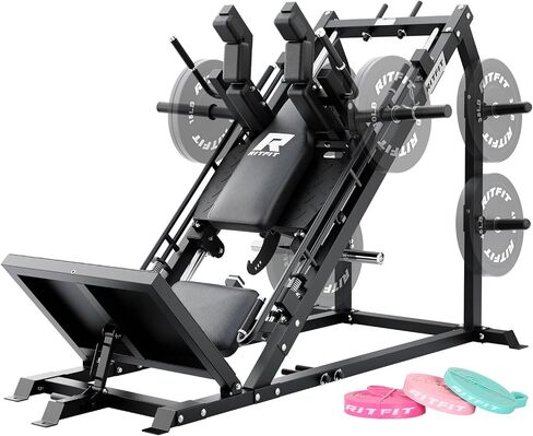جهاز ضغط الأرجل والقرفصاء 3 في 1 من RitFit Gazelle Pro - جهاز ضغط الأرجل الفولاذي عالي الشد، سعة 2000 رطل، زوايا قابلة للتعديل مع تخزين الوزن in Kuwait