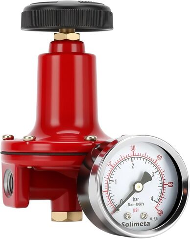 0-60 PSI Propane Regulator with Pressure Gauge,1/4 Inch FNPT Inlet/Outlet, Aluminum in Kuwait