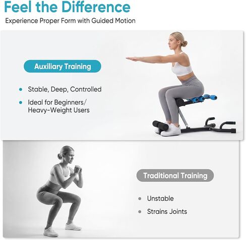 OLIXIS Deep Squat Machine, All-in-One Exercise Equipment for Home Gym, Adjustable Squat Machine for Glutes & Legs, Easy to Assemble, 32.9x22.4x36.6 in, 300 lbs Weight Capacity, Black & Blue in Kuwait
