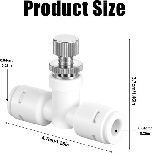 1/4" Water Flow Control Valve, RO Filter System Adjustable 2-Way Needle Valve with Base, POM Plastic Pressure Reducer and Flow Regulator for Water Purifier Machine Dispenser in Saudi Arabia