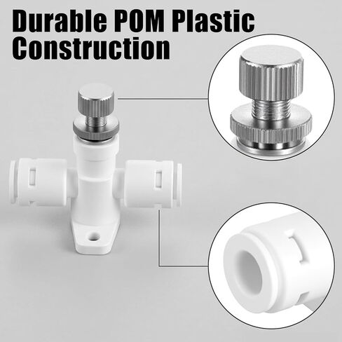 1/4" Water Flow Control Valve, RO Filter System Adjustable 2-Way Needle Valve with Base, POM Plastic Pressure Reducer and Flow Regulator for Water Purifier Machine Dispenser in Saudi Arabia