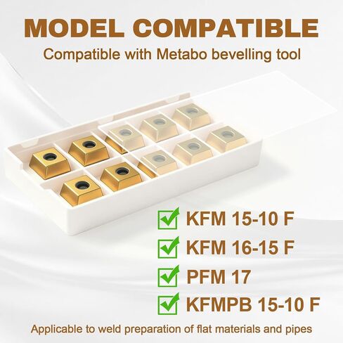 10 قطع من الكربيد القابلة للفهرسة 623564000 متوافقة مع Metabo KFM 15-10 F & KFM 16-15 F & KFMPB 15-10 F & PFM17، ملحقات أدوات الشطف للشطب واللحام، ذهبي in Kuwait