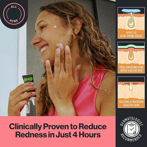 Oxy Rapid Acne Spot Treatment for Face & Body, Maximum Strength 10% Benzoyl Peroxide Blemish Cream Medication for Blackheads, Prebiotic Pimple Cream for Acne Prone Skin Care, 1 oz in Kuwait