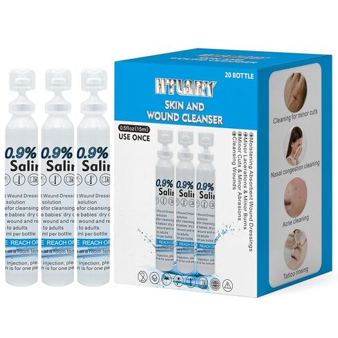 Sterile Saline Solution, 20-Pack Skin and Wound Cleanser, 0.9% Sodium Chloride Wound Wash & Nasal Rinse in Kuwait