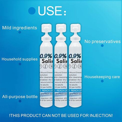 Sterile Saline Solution, 20-Pack Skin and Wound Cleanser, 0.9% Sodium Chloride Wound Wash & Nasal Rinse in Kuwait