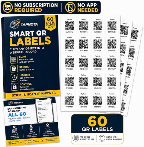 QR Labels for Storage Bins, Moving Boxes & Inventory (60) | Inventory Tracking Portal • Search Items Instantly • Home, Garage, Storage & Small Business Organization in Kuwait