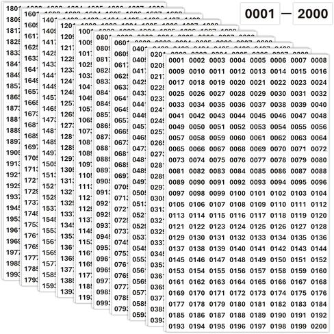 2000Pcs Number Stickers 0001-2000 Inventory Number Stickers Labels Waterproof Self Adhesive Small Number Stickers Vinyl Consecutive Numbered Sticker for Inventory Storage Classification(10,Black) in Kuwait
