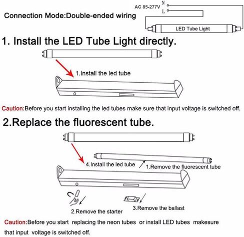 CYLED T8 2Ft 60cm 10W LED أنبوب ضوء، أبيض محايد 5000K، حزمة من 4 | مدخل مزدوج الأطراف، فلورسنت بديل 20 وات in Saudi Arabia
