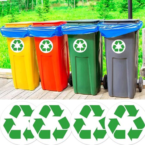 500 Pcs 1.5 Inch Recycle Stickers for Trash Can Trash Sorting Stickers | Recycle Decals for Recycle Bins Recycle Sign Decals for Trash Can Indoor & Outdoor in Kuwait