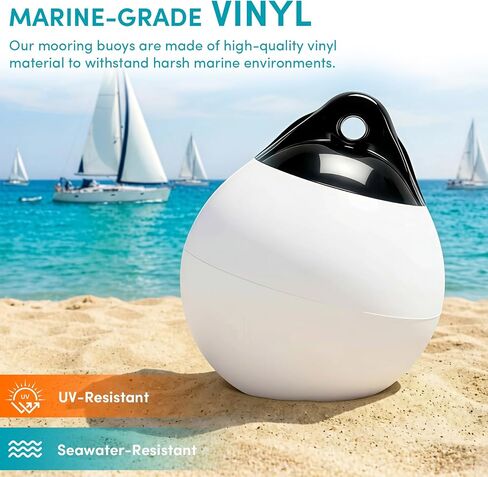 Mooring Buoys 10/12/15 Inch, Inflatable Boat Buoy Balls with Pumps, Marine-Grade Vinyl Anchor Buoy Ball, Round Boat Fenders for 10'-40' Boats, Multiple Color Options (1/2/4 Pack) in Kuwait