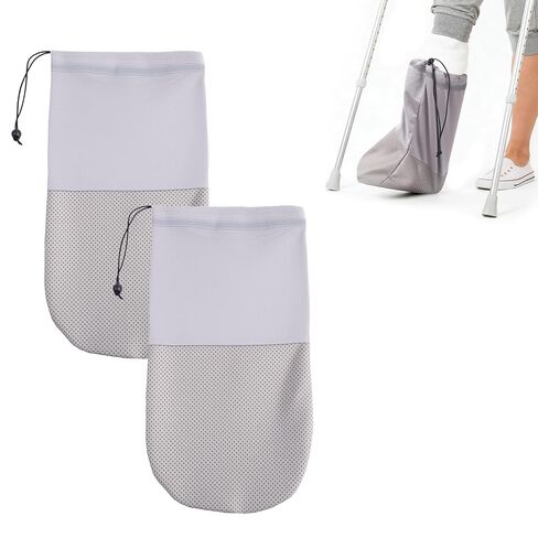 Cast Cover for Leg, Waterproof Shower Cast Cover for Foot, Adjustable Drawstring Closure with Reflective Strip & Non-Slip Sole, 2 Colors (1, Black) in Kuwait