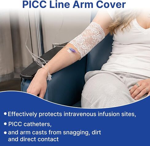 2PCS PICC Line Cover Sleeve, PICC Line Arm Cover, Tube Protective Lace Arm Sleeves, Suitable for Intravenous Infusion and Plaster Cast Protection in Kuwait