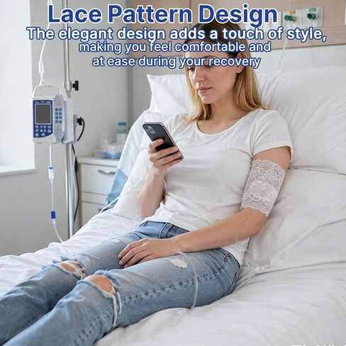 2PCS PICC Line Cover Sleeve, PICC Line Arm Cover, Tube Protective Lace Arm Sleeves, Suitable for Intravenous Infusion and Plaster Cast Protection in Kuwait
