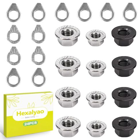 24 PCS Bike Axle Nuts & Washers Kit – M8 M9.5 M10 Bicycle Replacement Parts, Mountain & Road Bike Wheel Nuts Bolts Set, Universal Fit Bike Upgrade Accessories in Kuwait