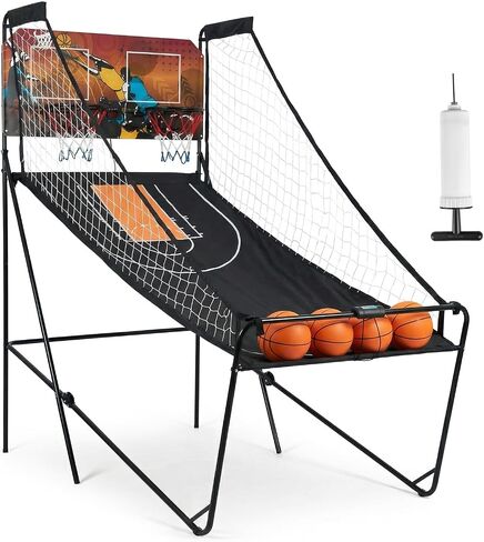 Foldable Dual Shot Basketball Arcade Game for Game Room | Folding 2 Player Indoor Basketball Shooting Game with 4 Balls, Dual Hoops, Inflation Pump, Electronic Scoreboard, 8 Game Modes in Kuwait