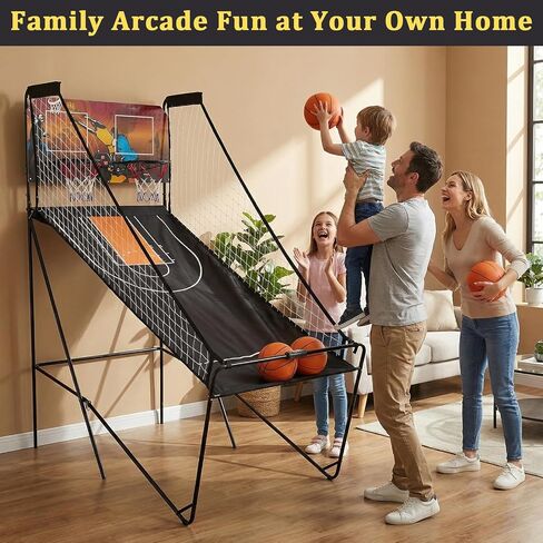 Foldable Dual Shot Basketball Arcade Game for Game Room | Folding 2 Player Indoor Basketball Shooting Game with 4 Balls, Dual Hoops, Inflation Pump, Electronic Scoreboard, 8 Game Modes in Kuwait
