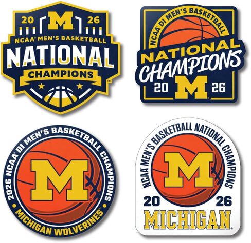 Michigan Wolverines 2026 NCAA Basketball National Champions Four Pack Magnet Set Durable Team Magnets with Championship Graphics in Kuwait