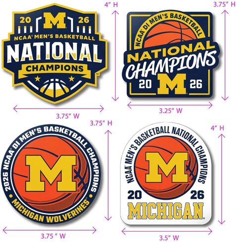 Michigan Wolverines 2026 NCAA Basketball National Champions Four Pack Magnet Set Durable Team Magnets with Championship Graphics in Kuwait